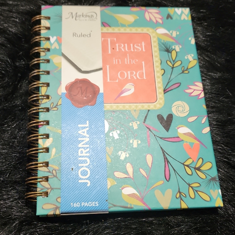 Turquoise Floral Journal with Inspirational Quote. NEW. TRUST IN THE LORD.